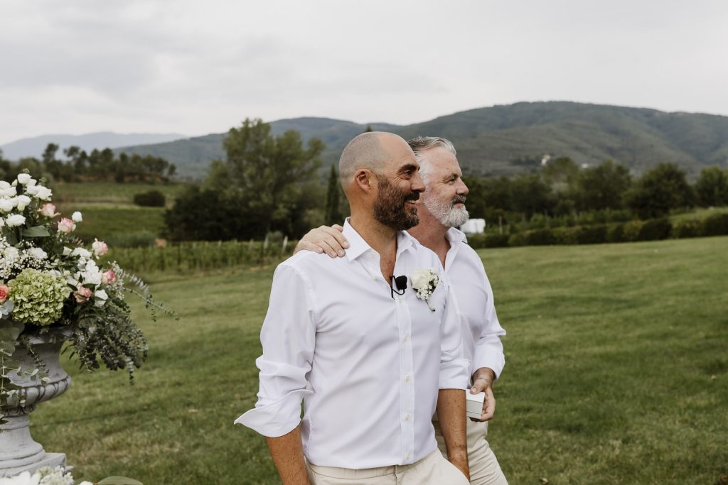Groom seeing the bride for the first time.