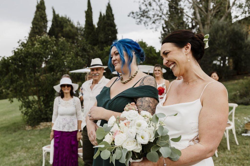 Bride walking down the aisle on her wedding day.