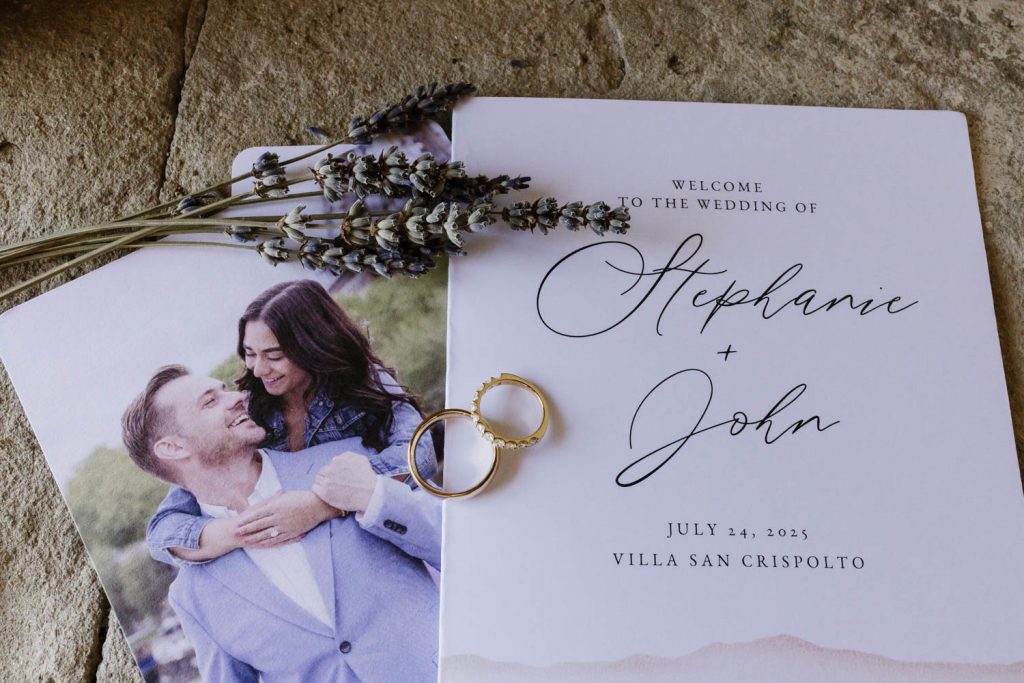 Wedding invitation with the wedding rings.