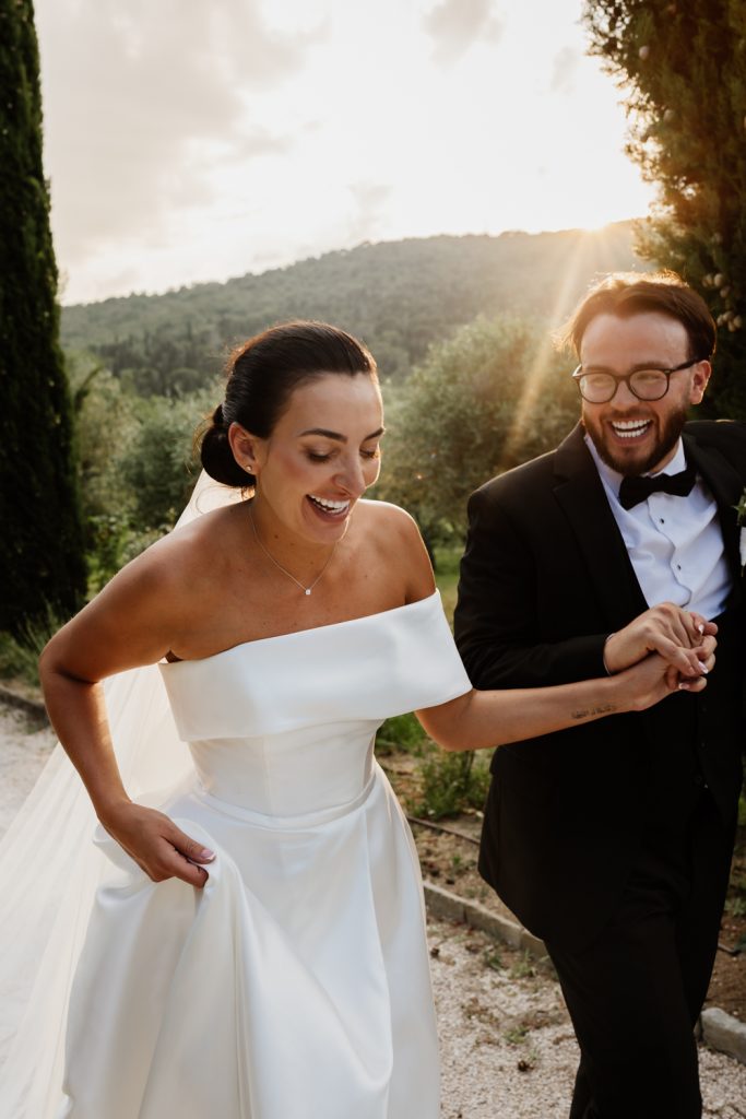 Bride and groom on their destination wedding day at Villa Baroncino